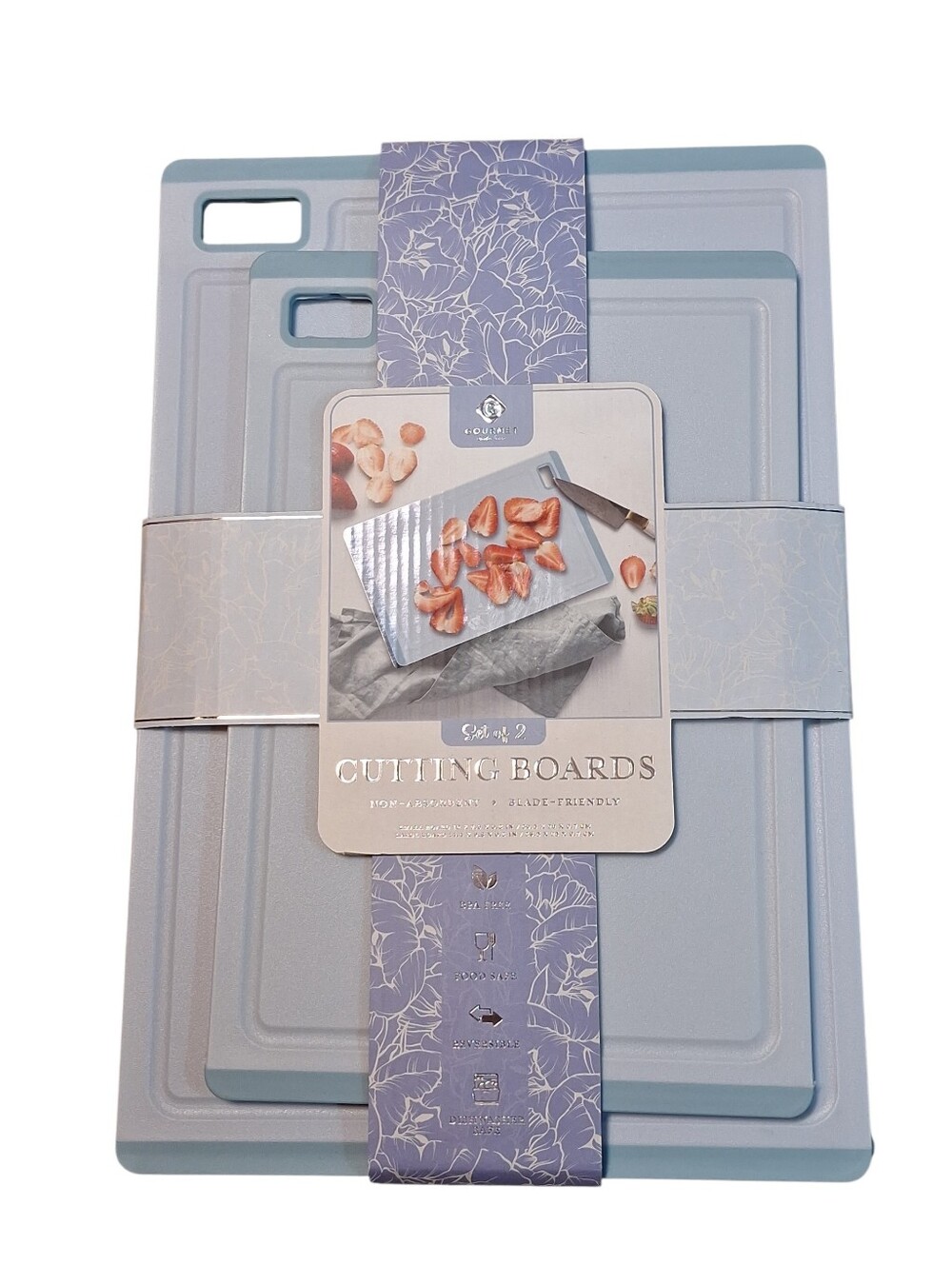 NWT Gourmet Kitchen Blue Cutting Boards Set Of 2